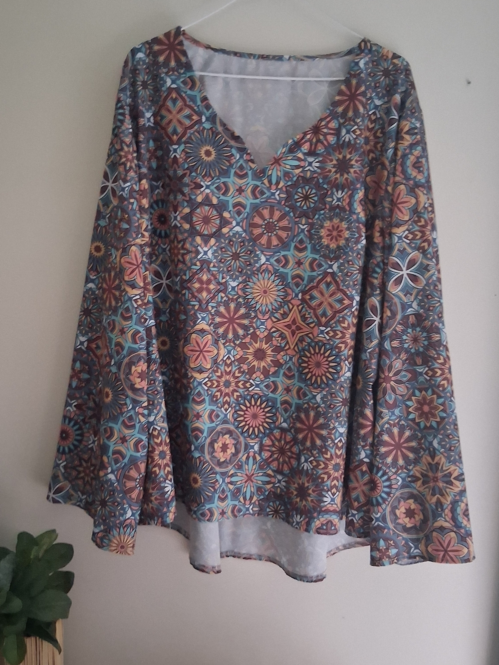 Multicolor Mosaic-Print V-Neck Tunic